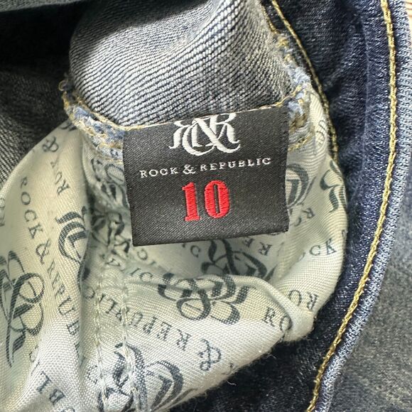 Rock & Republic Jeans Womens 10 Blue Berlin Mid-rise Straight Slim Stretch Denim - Picture 5 of 13